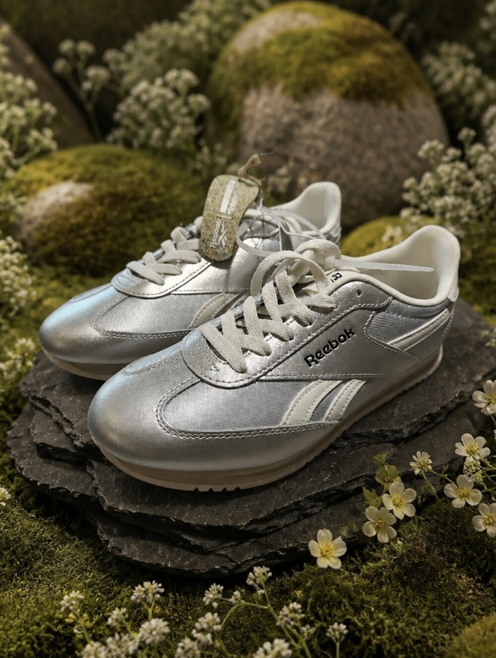 Reebok Metallic Silver Low-Top Sneakers NWOT Tags
